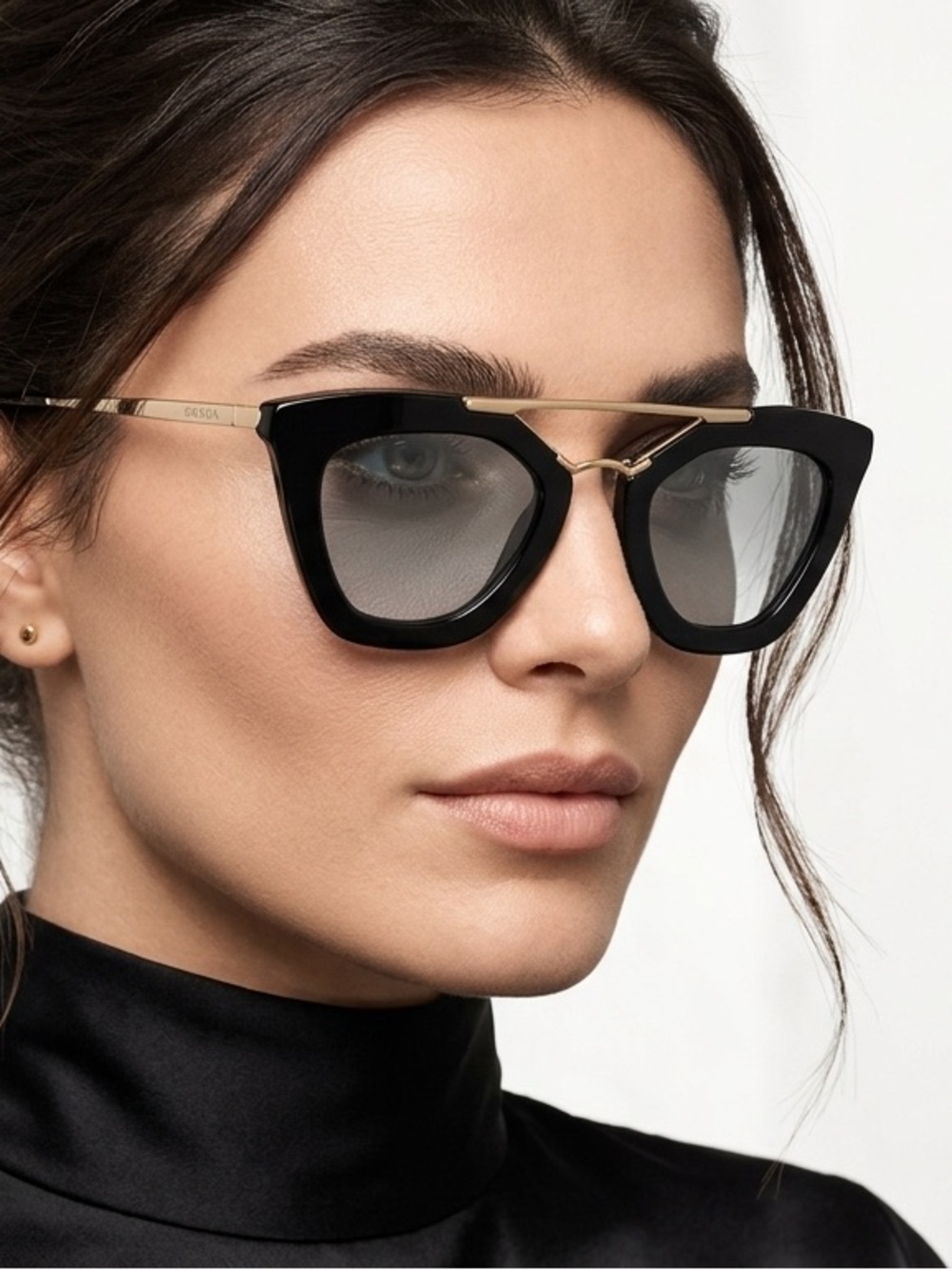 Prada SPR 09Q Cinema Sunglasses Black Gold Cat Eye 1AB-0A7 Made in Italy - Picture 9 of 10